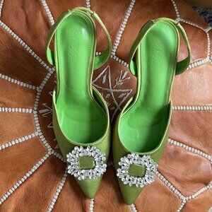 Lime green slingback heels